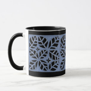 Blau-Schwarz-Blattmuster-Tasse Tasse
