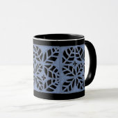 Blau-Schwarz-Blattmuster-Tasse Tasse (VorderseiteRechts)