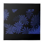Blau-Schwarz-Blume-Design Fliese (Vorderseite)