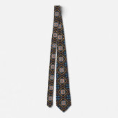 Blau Schwarz Bronze Diamantmuster Krawatte (Rückseite)