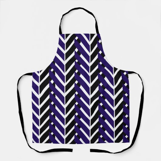 Blau Schwarz Chevron Zickzack Schürze (Vorderseite)