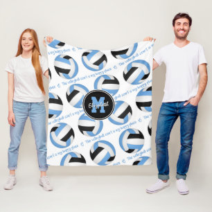Blau Schwarz Der Volleyballplatz ist mein glücklic Fleecedecke