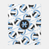Blau Schwarz Der Volleyballplatz ist mein glücklic Fleecedecke (Vorderseite)