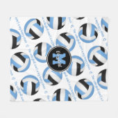 Blau Schwarz Der Volleyballplatz ist mein glücklic Fleecedecke (Vorderseite (Horizontal))