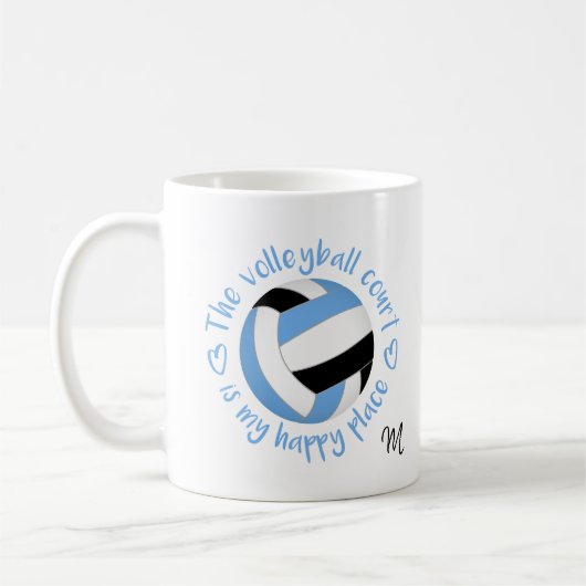 Blau Schwarz Der Volleyballplatz ist mein glücklic Kaffeetasse (Links)