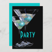 Blau Schwarz elegantes formales Party Einladung (Vorne/Hinten)