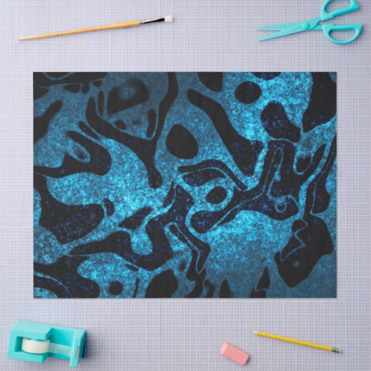 Blau-schwarz-Glitzer-Muster Seidenpapier (Basteln)