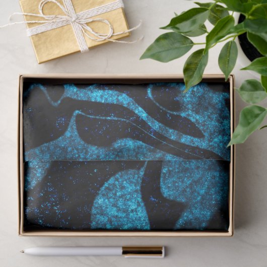 Blau-schwarz-Glitzer-Muster Seidenpapier (Geschenk)
