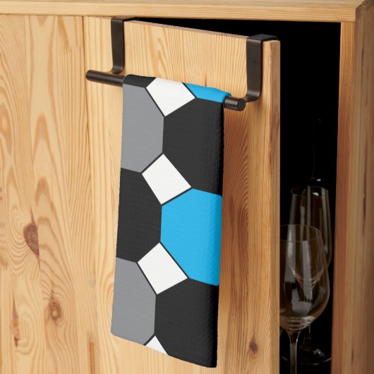 Blau Schwarz Grau Geometrisch Geschirrtuch (Drittel gefaltet)