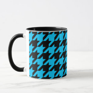 Blau Schwarz Houndstooth Karo Tasse