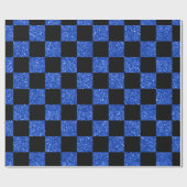 Blau-schwarz-kariertes Muster in Glitzer Geschenkpapier (Flach)
