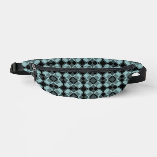 Blau Schwarz Karo-Argyle-Muster Bauchtasche (Vorderseite)