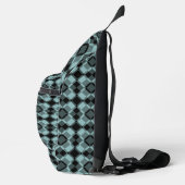 Blau Schwarz Karo-Argyle-Muster Crossbody Bag (Rechts)