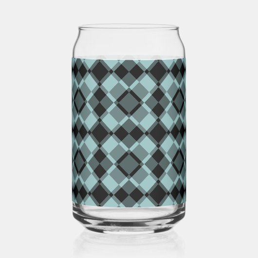 Blau Schwarz Karo Argyle Muster Dosenglas (Vorderseite)