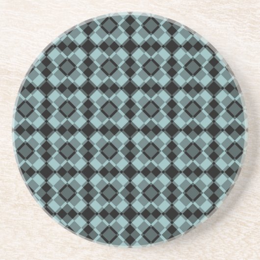 Blau Schwarz Karo-Argyle-Muster Getränkeuntersetzer (Vorne)