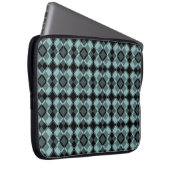 Blau Schwarz Karo-Argyle-Muster Laptopschutzhülle (Vorne Rechts)