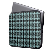 Blau Schwarz Karo-Argyle-Muster Laptopschutzhülle (Vorderseite Links)