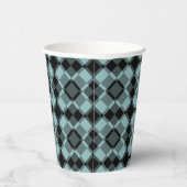 Blau Schwarz Karo Argyle-Muster Pappbecher (Rechts)