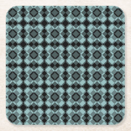 Blau Schwarz Karo Argyle Muster Rechteckiger Pappuntersetzer