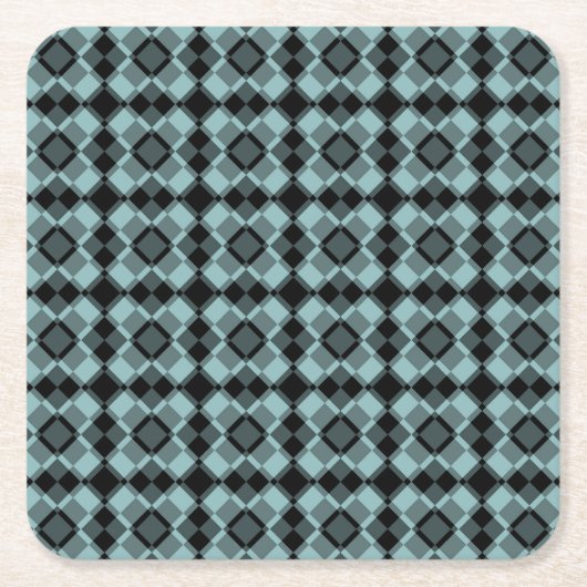 Blau Schwarz Karo Argyle Muster Rechteckiger Pappuntersetzer (Vorderseite)
