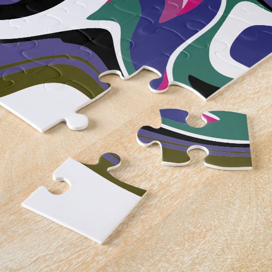 Blau, Schwarz, Korallen, weiße Wirbel, Marmor wie  Puzzle (Seite)