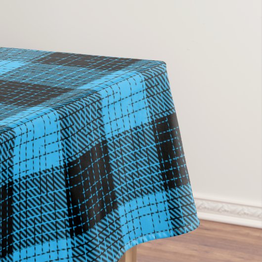 Blau Schwarz Kreuzschachttiertes Büffel-Karo Tischdecke (Beispiel)