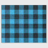 Blau Schwarz Kreuzschraffur Büffel Karo Geschenkpapier (Flach)