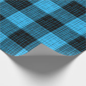 Blau Schwarz Kreuzschraffur Büffel Karo Geschenkpapier (Ecke)