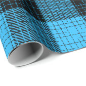 Blau Schwarz Kreuzschraffur Büffel Karo Geschenkpapier (Rolleneckpunkt)