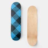 Blau Schwarz Kreuzschraffur Büffel Karo Skateboard (Vorderseite)