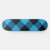 Blau Schwarz Kreuzschraffur Büffel Karo Skateboard (Horizontal)