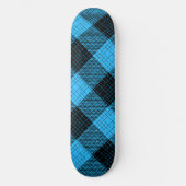 Blau Schwarz Kreuzschraffur Büffel Karo Skateboard (Vorderseite)