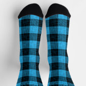 Blau Schwarz Kreuzschraffur Büffel Karo Socken (Oben)