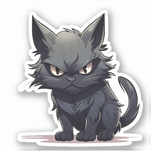 "Blau-schwarz Langhaarkatze Cartoon Zazzle Herz Aufkleber (Vorderseite)