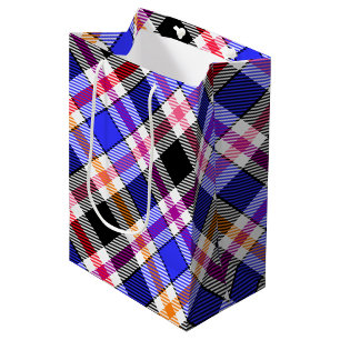 Blau Schwarz Multicolor Flanell Kariert Tartan Mittlere Geschenktüte