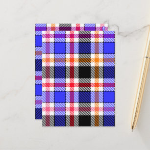 Blau Schwarz Multicolor Flanell Kariert Tartan Postkarte
