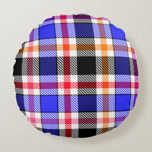 Blau Schwarz Multicolor Flanell Kariert Tartan Rundes Kissen
