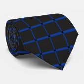 Blau-Schwarz-Quadrat-Muster-Krawatte Krawatte (Gerollt)