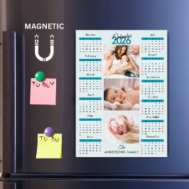 Blau Schwarz Rot 2026 Kalender Foto Collage Magnet