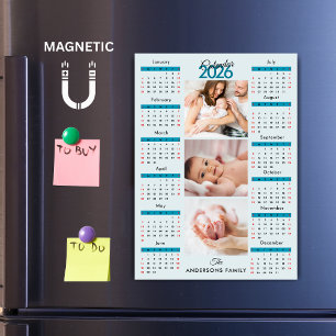 Blau Schwarz Rot 2026 Kalender Foto Collage Magnet