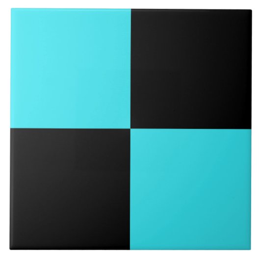 Blau Schwarz Schachbrettmuster Fliese (Vorderseite)