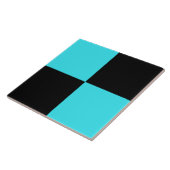 Blau Schwarz Schachbrettmuster Fliese (Seite)