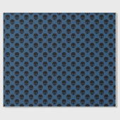 Blau-Schwarz-Schwarz-Skulls-Muster Halloween Geschenkpapier (Flach)