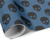 Blau-Schwarz-Schwarz-Skulls-Muster Halloween Geschenkpapier (Rolleneckpunkt)