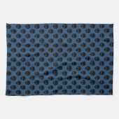 Blau-Schwarz-Schwarz-Skulls-Muster Halloween Geschirrtuch (Horizontal)