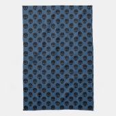 Blau-Schwarz-Schwarz-Skulls-Muster Halloween Geschirrtuch (Vertikal)
