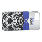 Blau, Schwarz, Silver Damask iPhone 7 Fall Case-Mate iPhone Hülle (Rückseite (Horizontal))