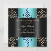 Blau/Schwarz Swirl Elegantes Design Geburtstag ein Einladung (Rückseite)