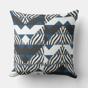 Blau/Schwarz-Tier-Print Reversible Pilze Kissen
