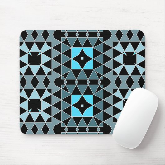 Blau & Schwarz Trendy Op Art Geometric Muster Mousepad (Mit Mouse)